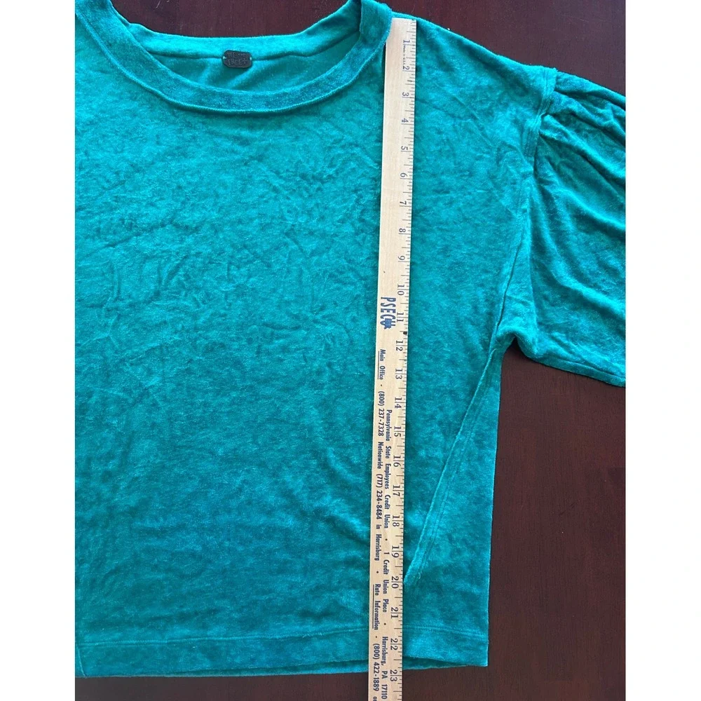 Free People We The Free Pullover‎ Crushed Velvet M Teal Green Excellent Boho
